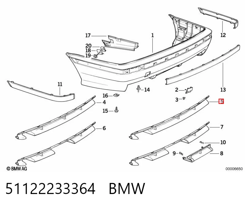 51122233364 BMW Спойлер заднего бампера