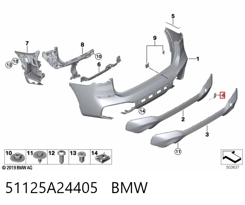 51125A24405 BMW Заглушка бампера буксировочного крюка задняя
