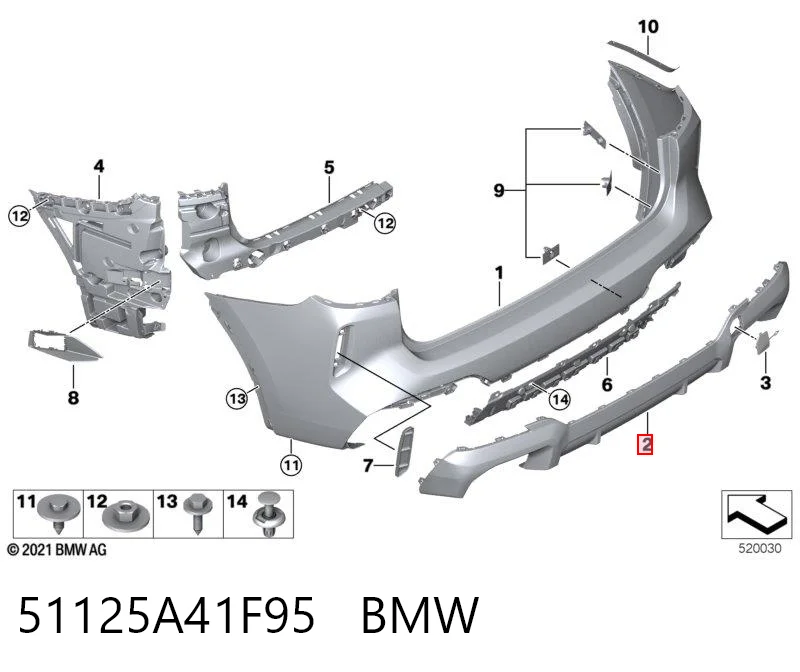 51125A41F95 BMW Бампер задний, нижняя часть