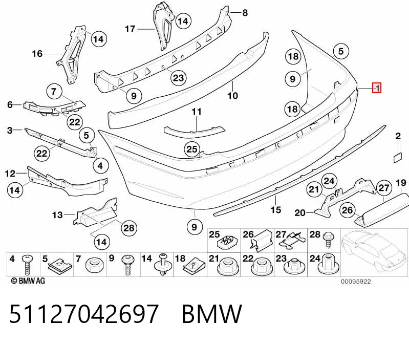Бампер задний BMW 7 седан (E65, E66, E67) (2001 - 2008) цена, от 63.35 USD