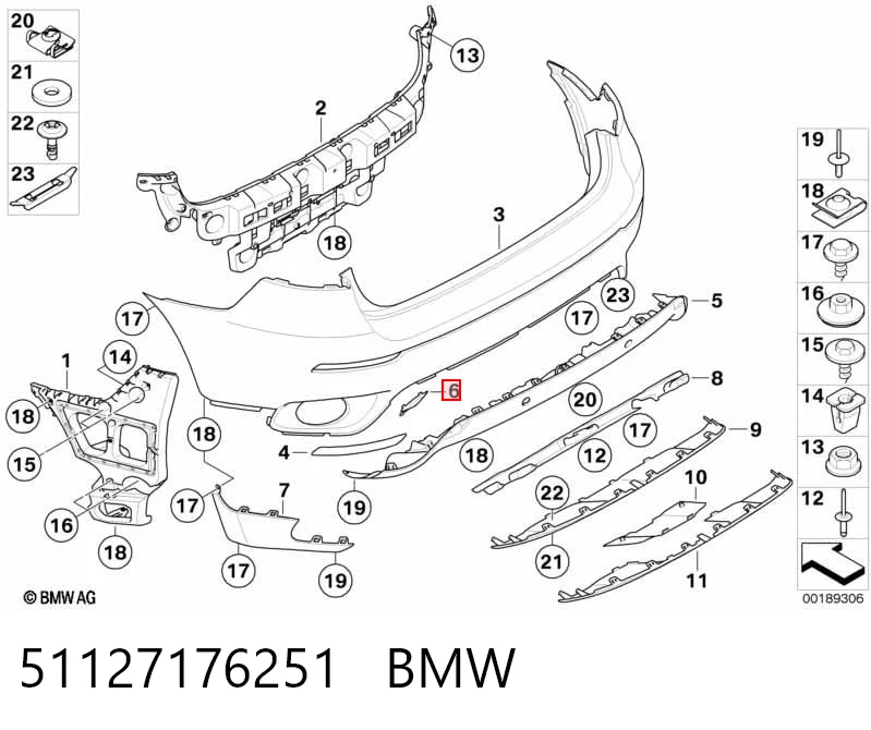 51127176251 BMW Заглушка бампера буксировочного крюка задняя