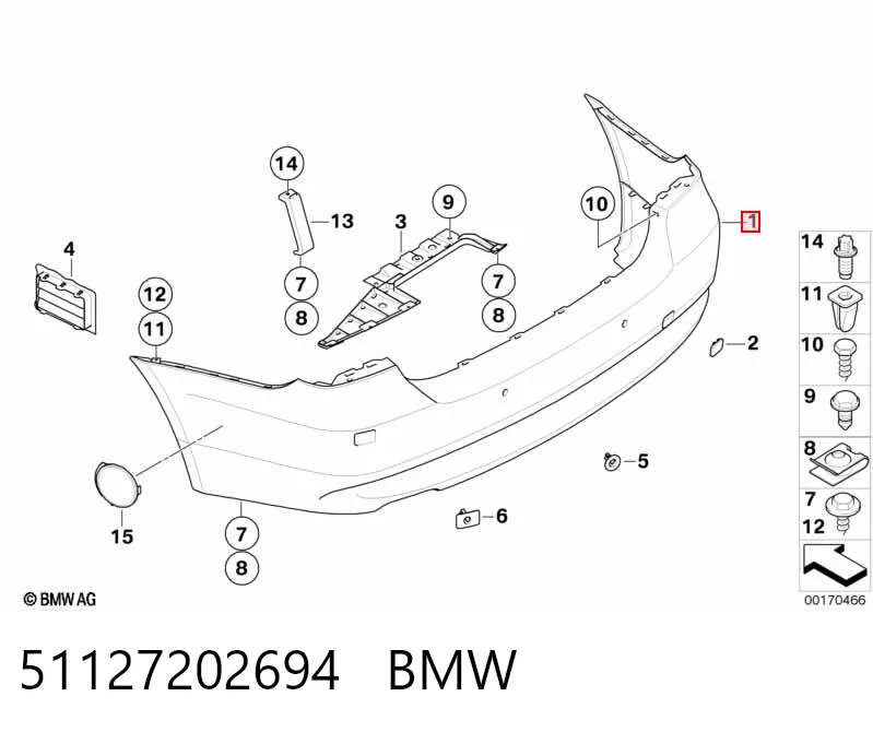 51127202694 BMW Задний бампер