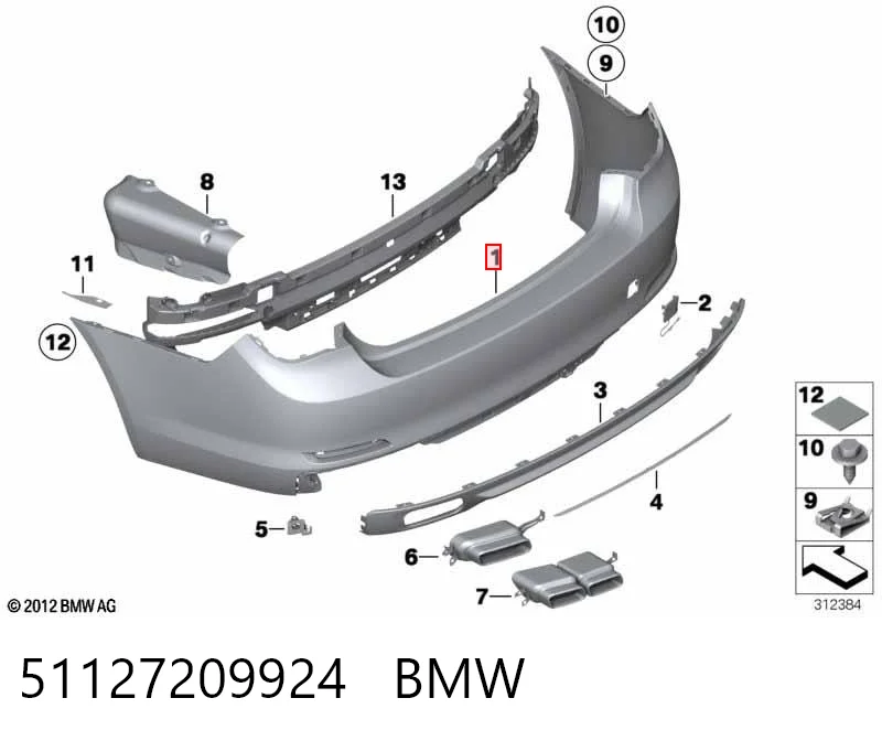 51127209924 BMW Задний бампер