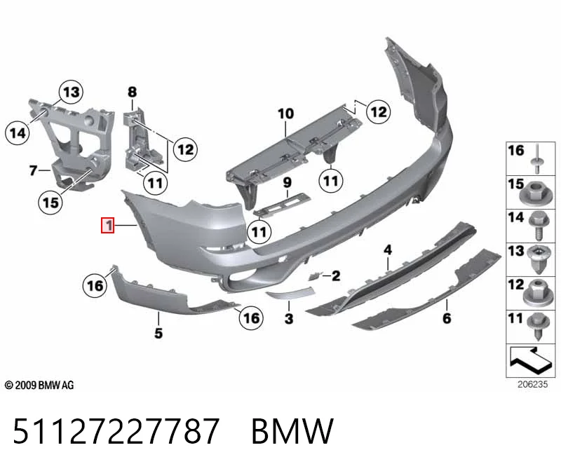 51127227787 BMW Задний бампер