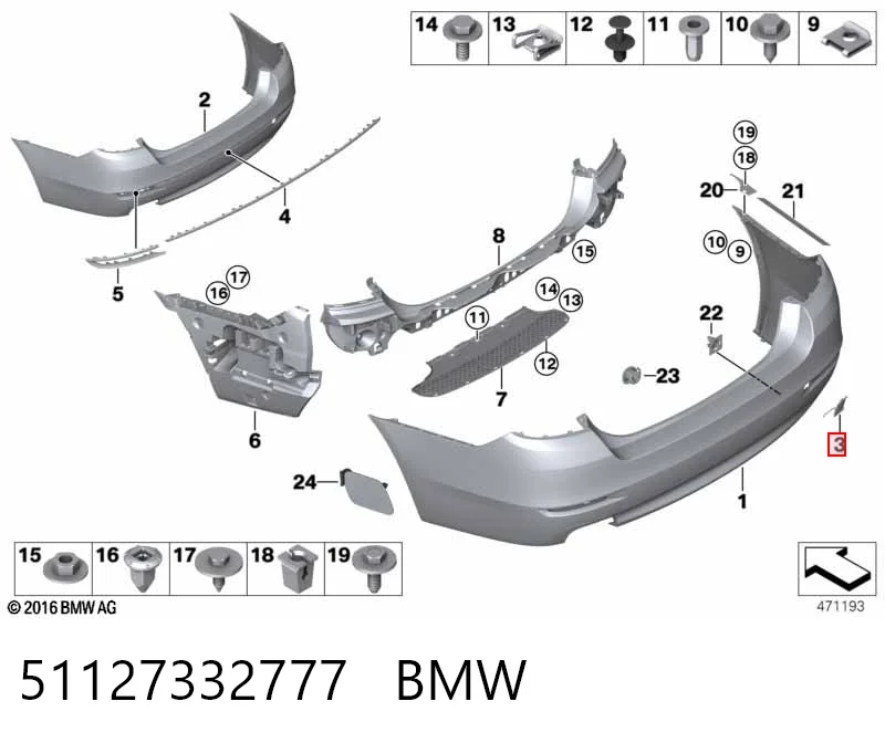 51127332777 BMW Заглушка бампера буксировочного крюка задняя