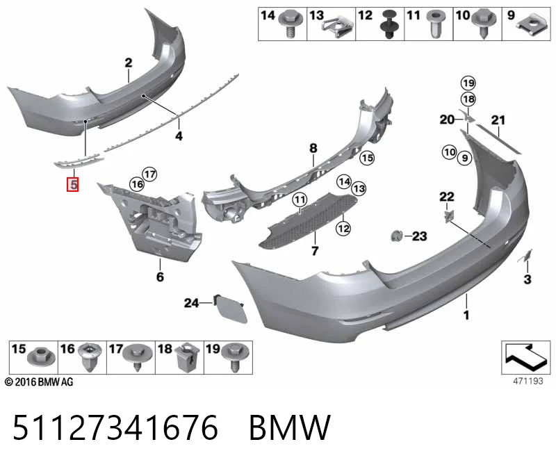 51127341676 BMW Накладка бампера заднего, правая