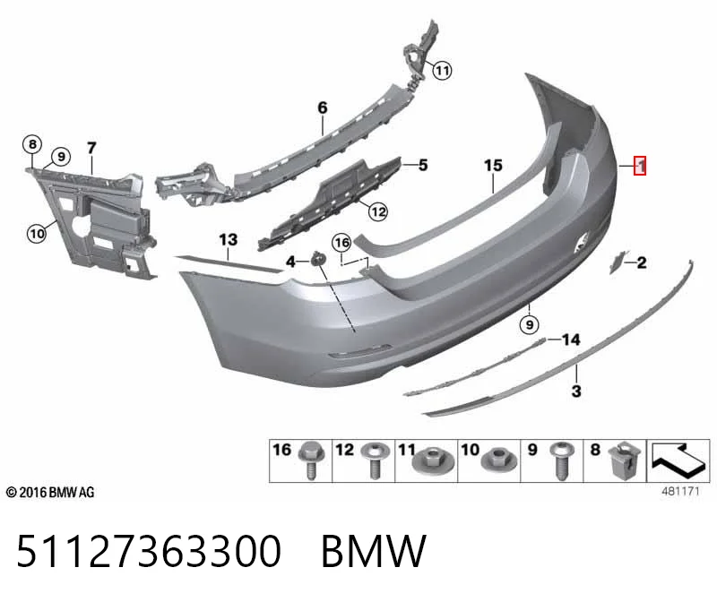 51127363300 BMW Задний бампер