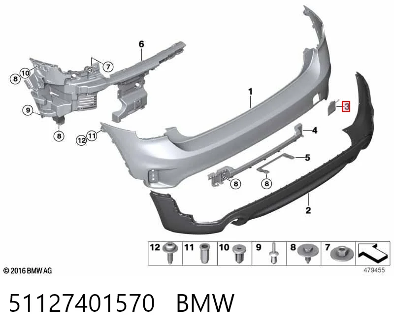 51127401570 BMW Заглушка бампера буксировочного крюка задняя