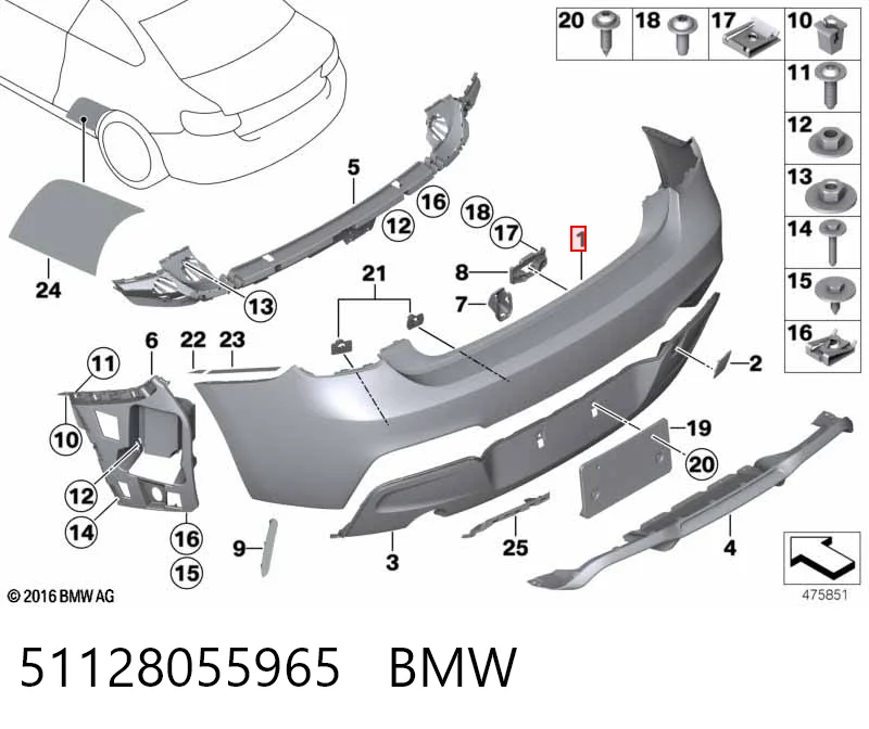 51128055965 BMW Задний бампер