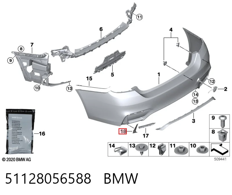 51128056588 BMW Правая решетка переднего бампера