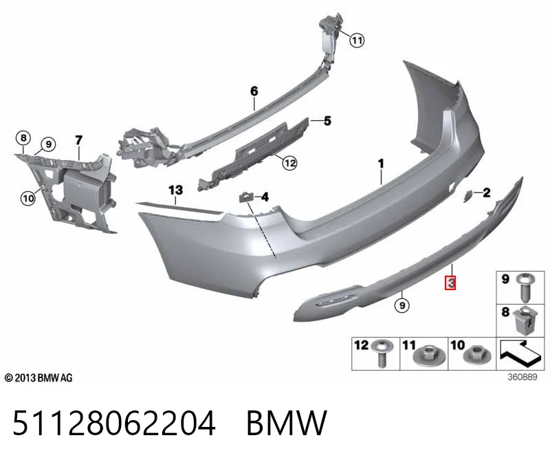 51128062204 BMW Бампер задний, нижняя часть