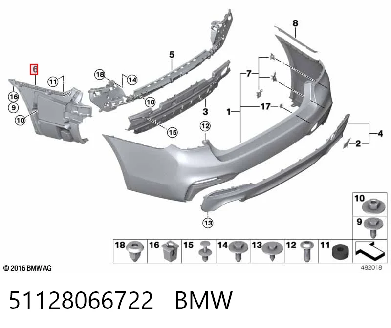 Крепление бамера правое BMW 8066722 цена, от 51.44 USD