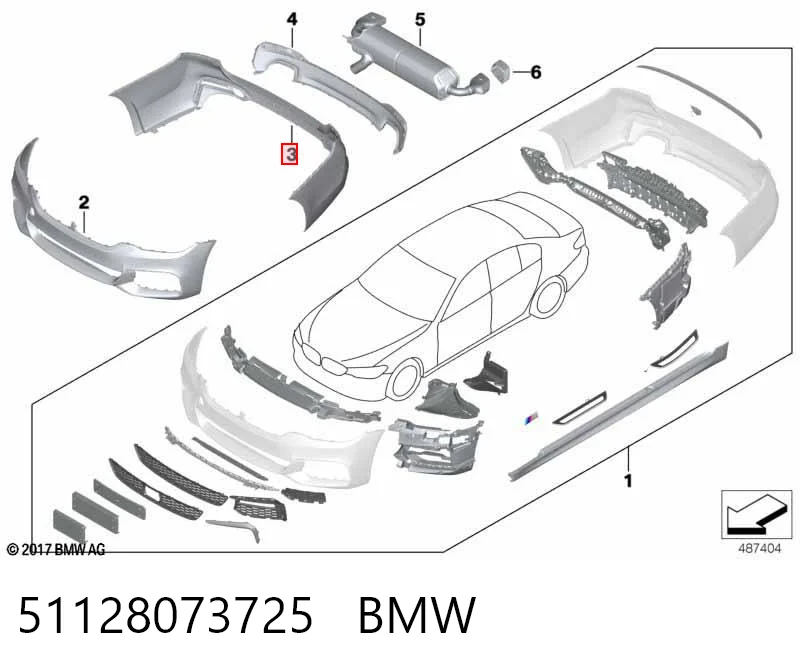 Задний бампер на BMW 5  G30, F90