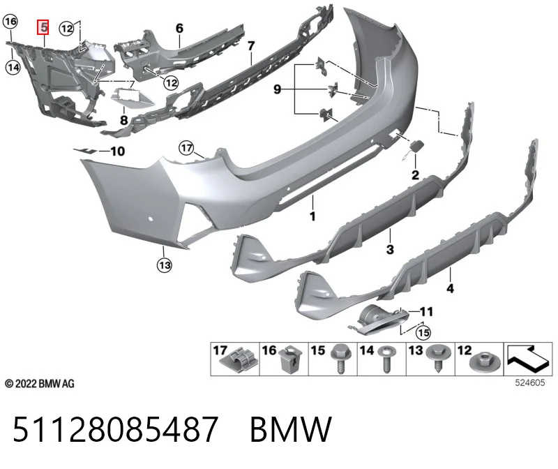 51128085487 BMW Кронштейн бампера заднего внешний левый