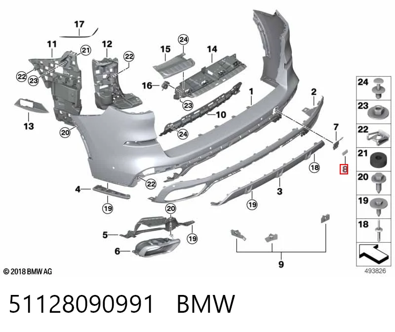 51128090991 BMW Заглушка бампера буксировочного крюка задняя