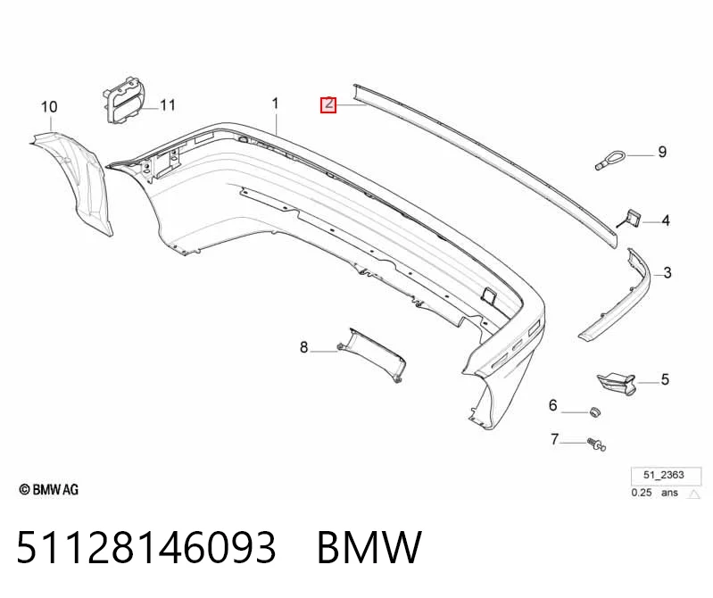 Молдинг бампера заднего центральный 8146093 BMW