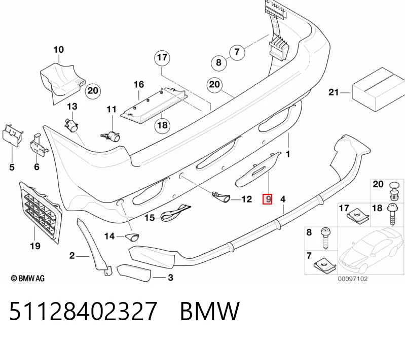 51128402327 BMW Заглушка бампера буксировочного крюка задняя