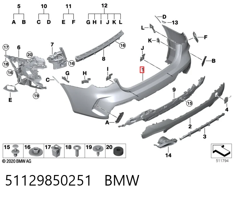 51129850251 BMW Задний бампер