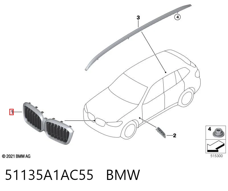 51135A1AC55 BMW Решетка радиатора