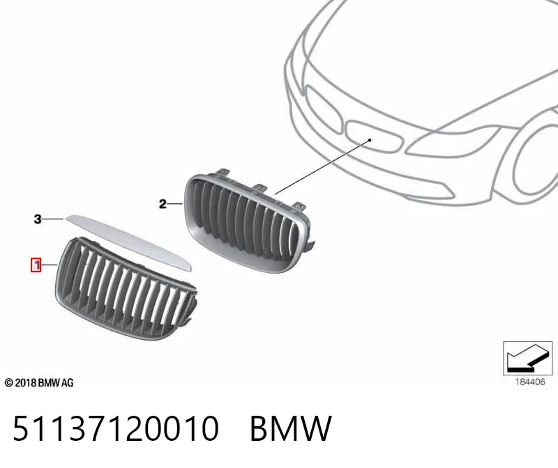 51137120010 BMW Решетка радиатора правая