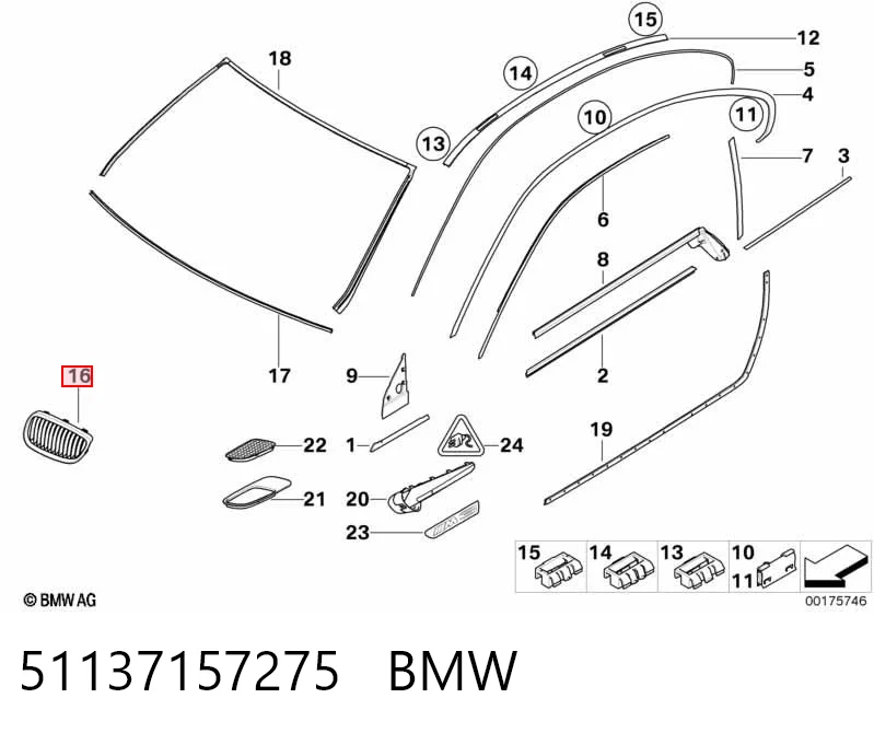 51137157275 BMW Решетка радиатора левая