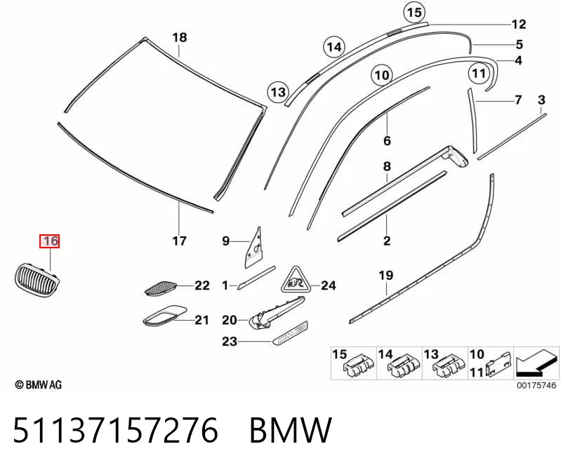 51137157276 BMW Решетка радиатора правая