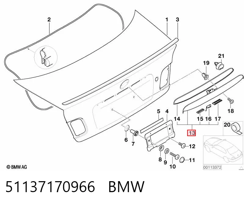 51137170966 BMW Ручка двери багажника, наружная