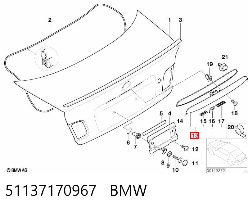 51137170967 BMW Ручка крышки багажника/3-й/(5-й) двери, наружная