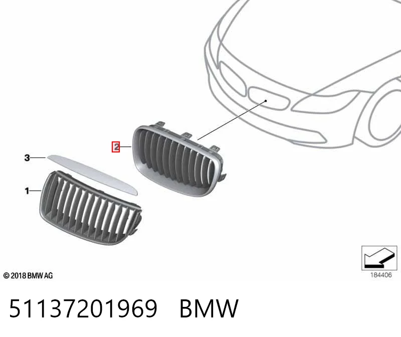 51137201969 BMW Решетка радиатора левая