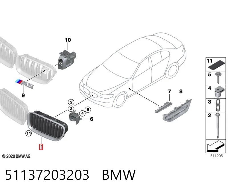 51137203203 BMW Решетка радиатора левая