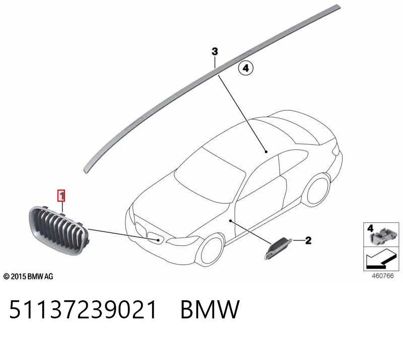 51137239021 BMW Решетка радиатора левая