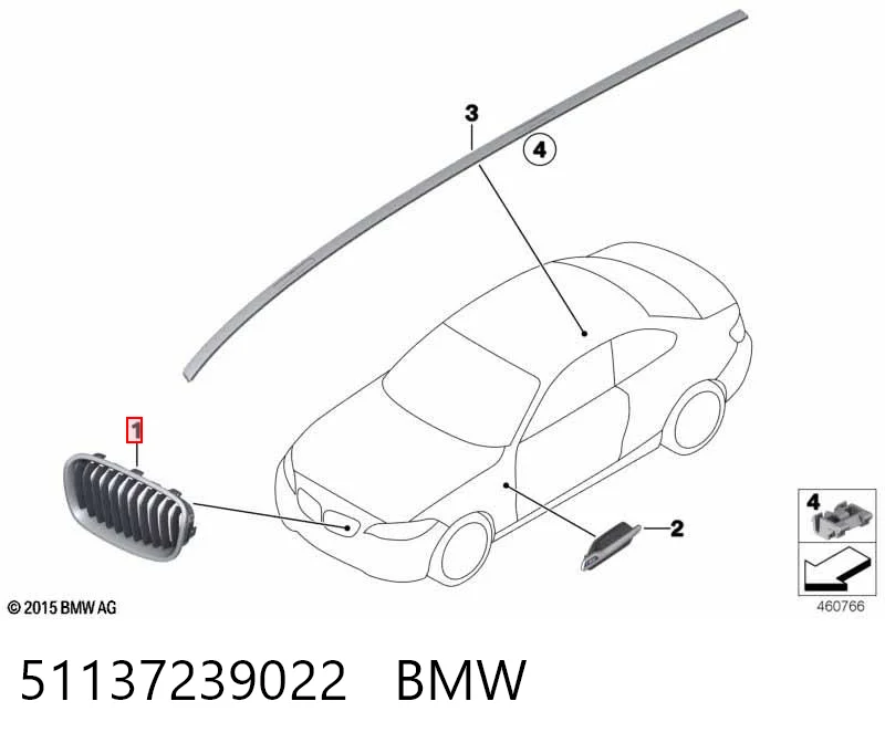 51137239022 BMW Решетка радиатора правая