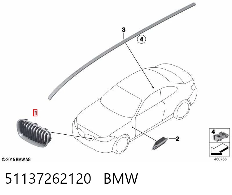 51137262120 BMW Решетка радиатора правая