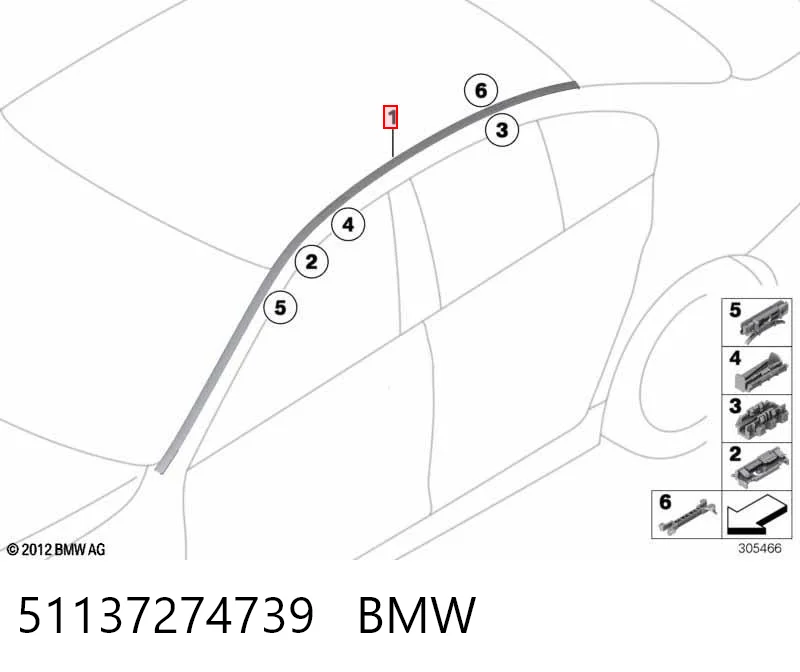 51137274739 BMW Накладка крыши левая