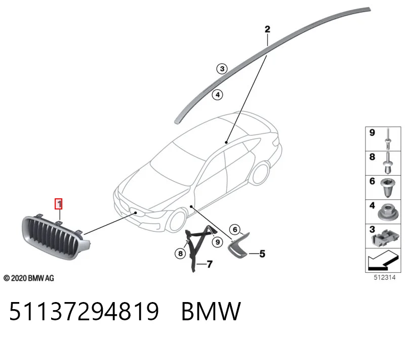 51137294819 BMW Решетка радиатора