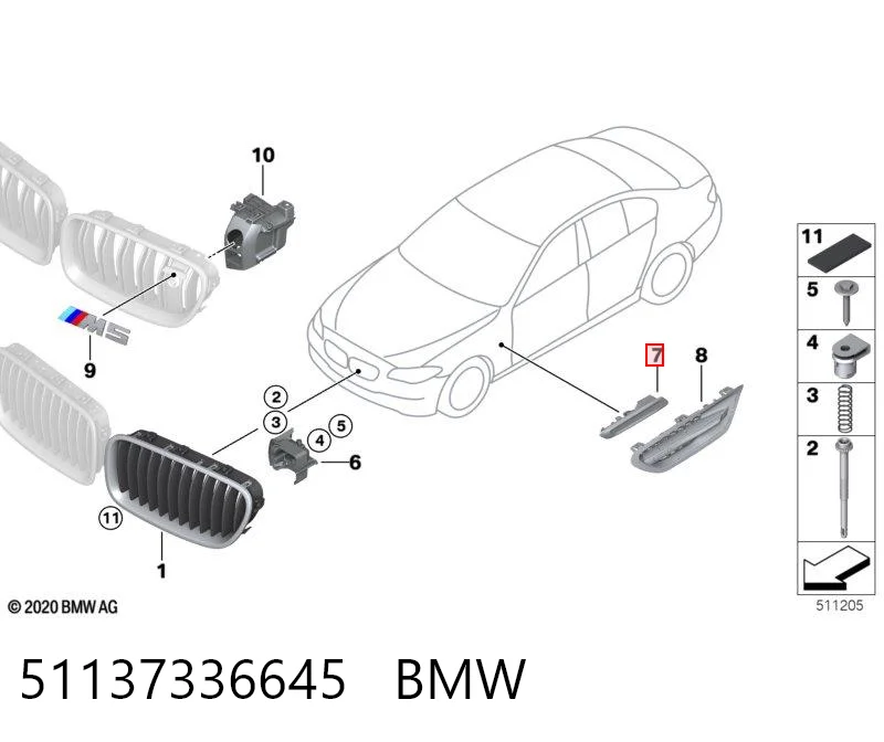 51137336645 BMW Накладка крыла переднего левого