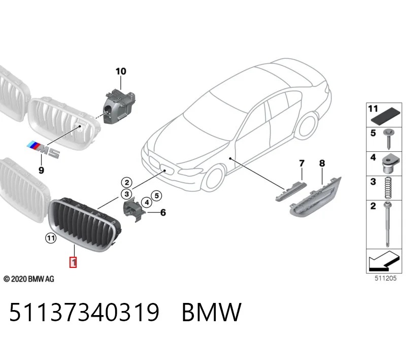 Решетка радиатора на BMW 5  F10