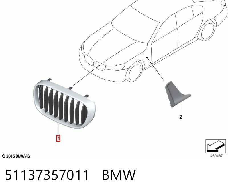 51137357011 BMW Решетка радиатора левая