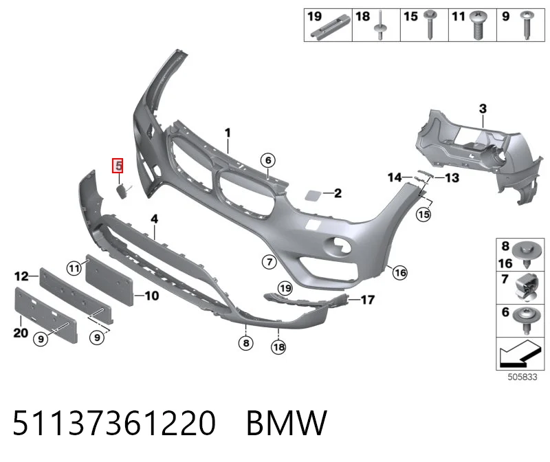 51137361220 BMW Передняя заглушка бампера буксировочного крюка