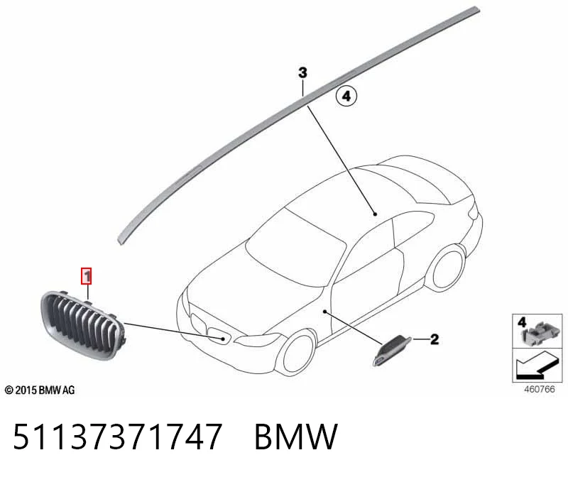 51137371747 BMW Решетка радиатора левая