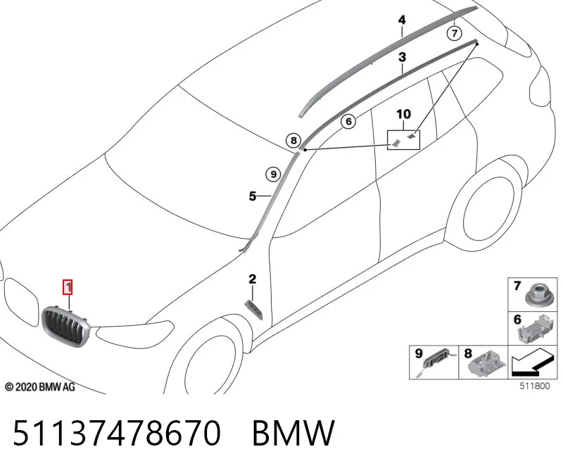 51137478670 BMW Решетка радиатора правая