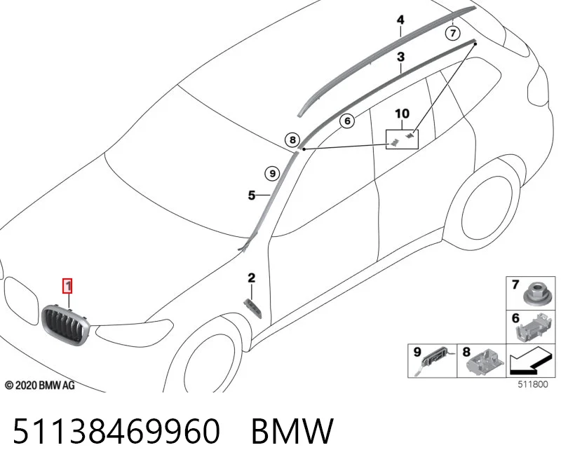 51138469960 BMW Решетка радиатора правая