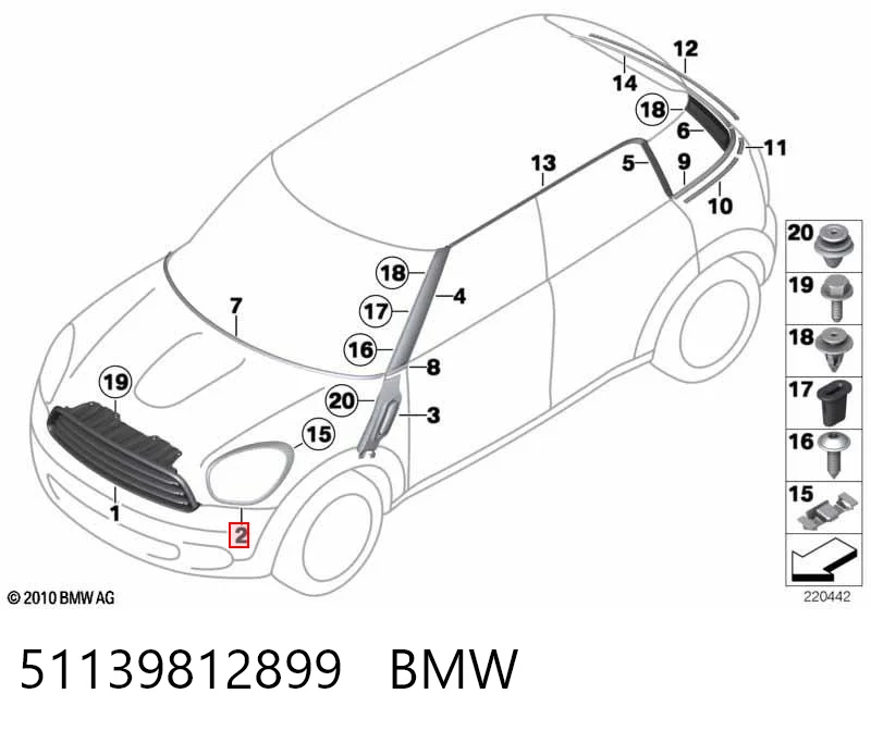 51139812899 BMW Рамка/облицовка фары левой