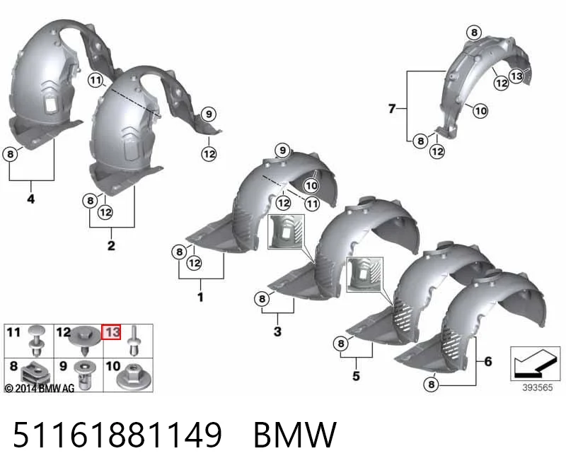 51161881149 BMW Пистон (клип) крепления накладок порогов