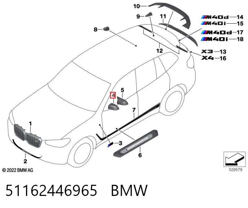 51162446965 BMW Накладка зеркала заднего вида, левая