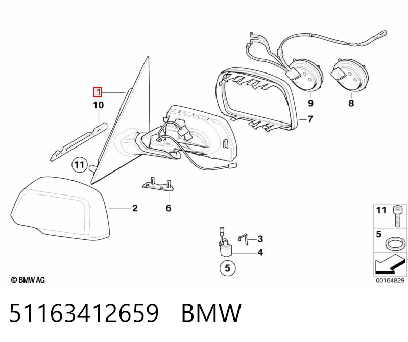 Зеркало заднего вида, левое BMW X3 внедорожник (E83) (2004 - 2010) цена, от 180.55 USD