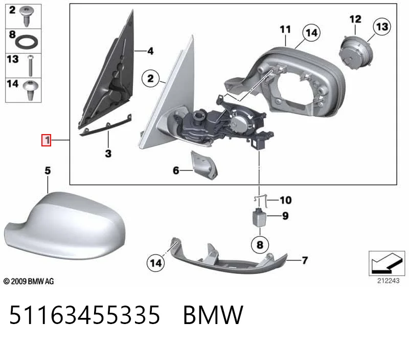 51163455335 BMW Левое боковое зеркало