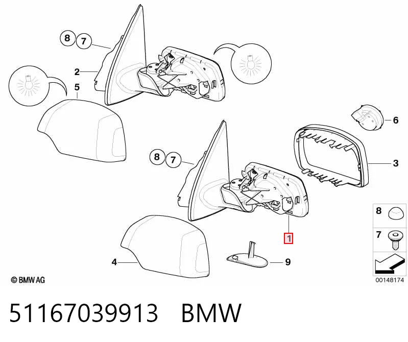 51167039913 BMW Левое боковое зеркало