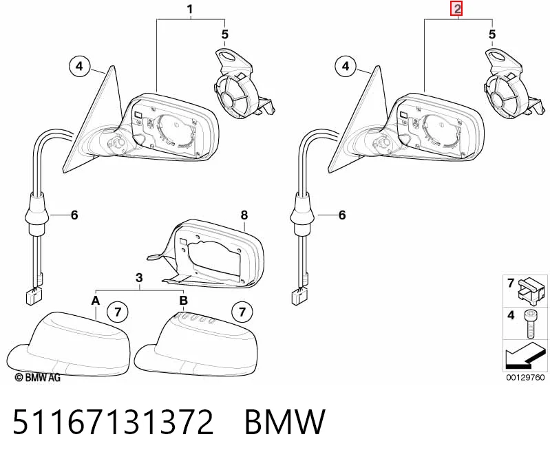 Зеркало заднего вида правое на BMW 3  E46