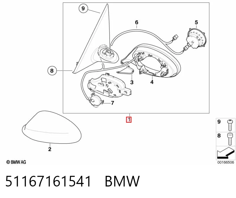 Левое боковое зеркало на BMW 3  E90